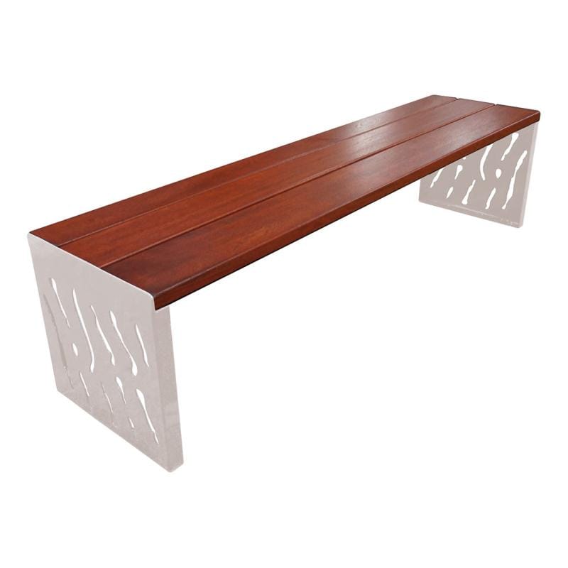 Cityscape Direct Venice Bench (Steel and Wood) Mahogany / Light Grey (RAL 7044)