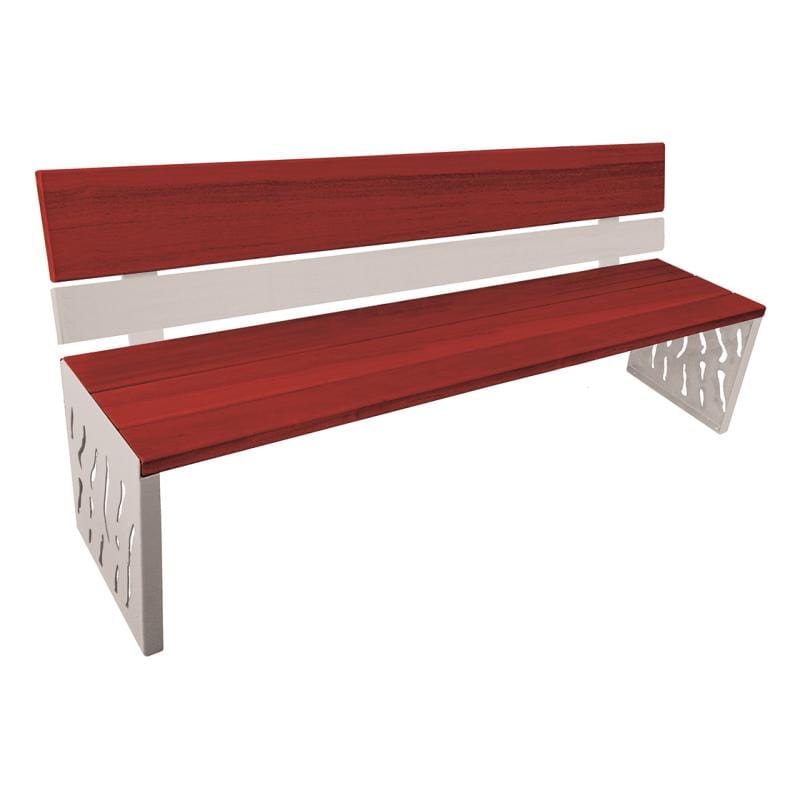 Cityscape Direct Venice Seat (Steel and Wood) Mahogany / Light Grey (RAL 7044)