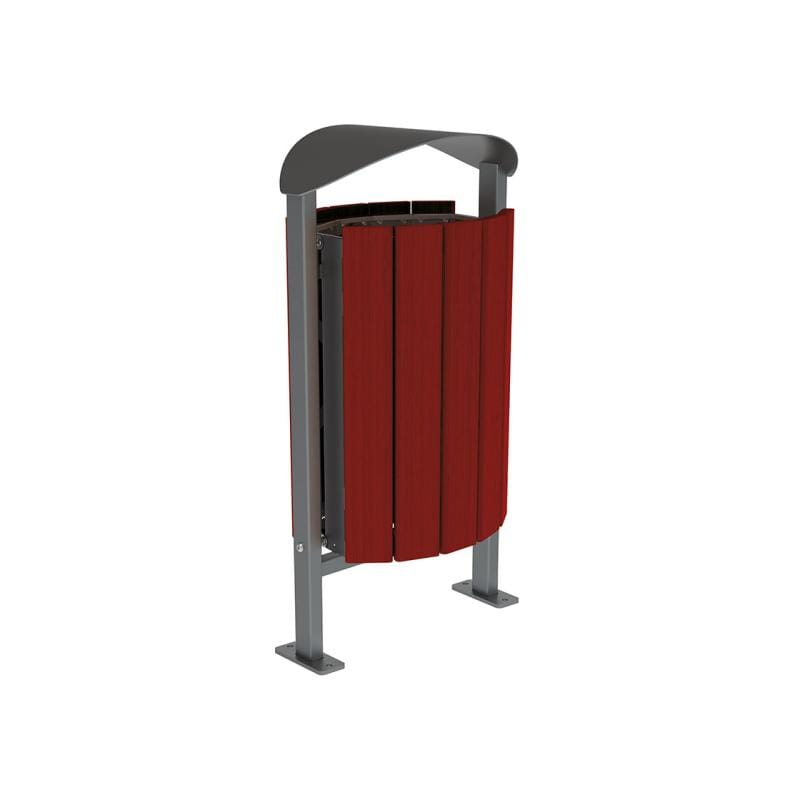 Cityscape Direct Silaos Litter Bin (Wood and Steel) Mahogany / Procity Grey / Base Plates