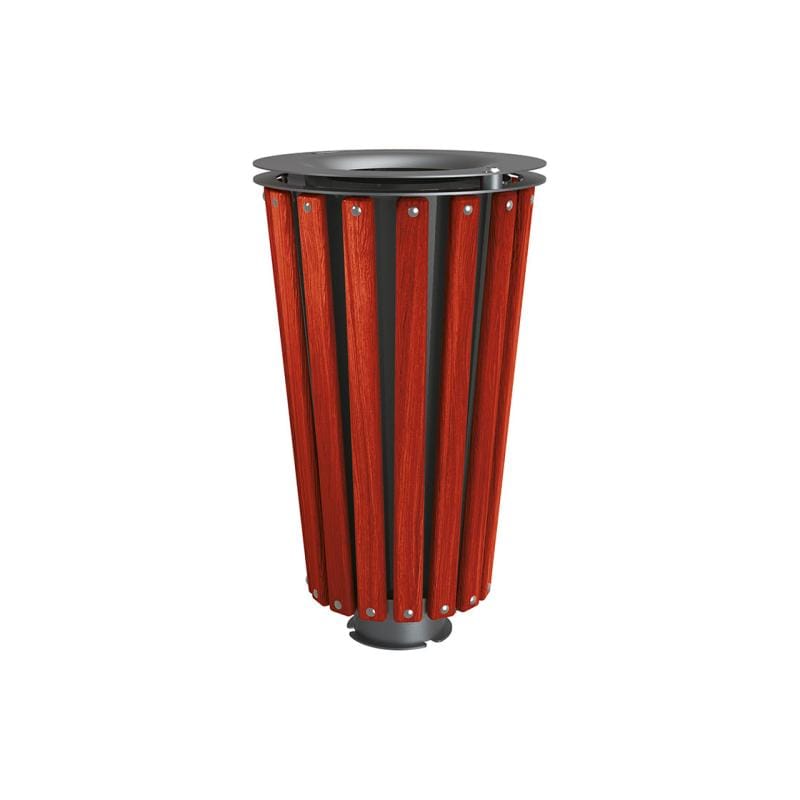 Cityscape Direct Lofoten Litter Bin (Wood) Mahogany / Procity Grey / Galvanised and Painted Bucket (Contact sales with colour requirement)