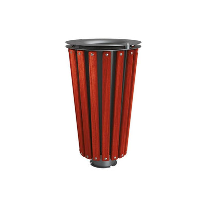 Cityscape Direct Lofoten Litter Bin (Wood) Mahogany / Procity Grey / Galvanised and Painted Bucket (Contact sales with colour requirement)