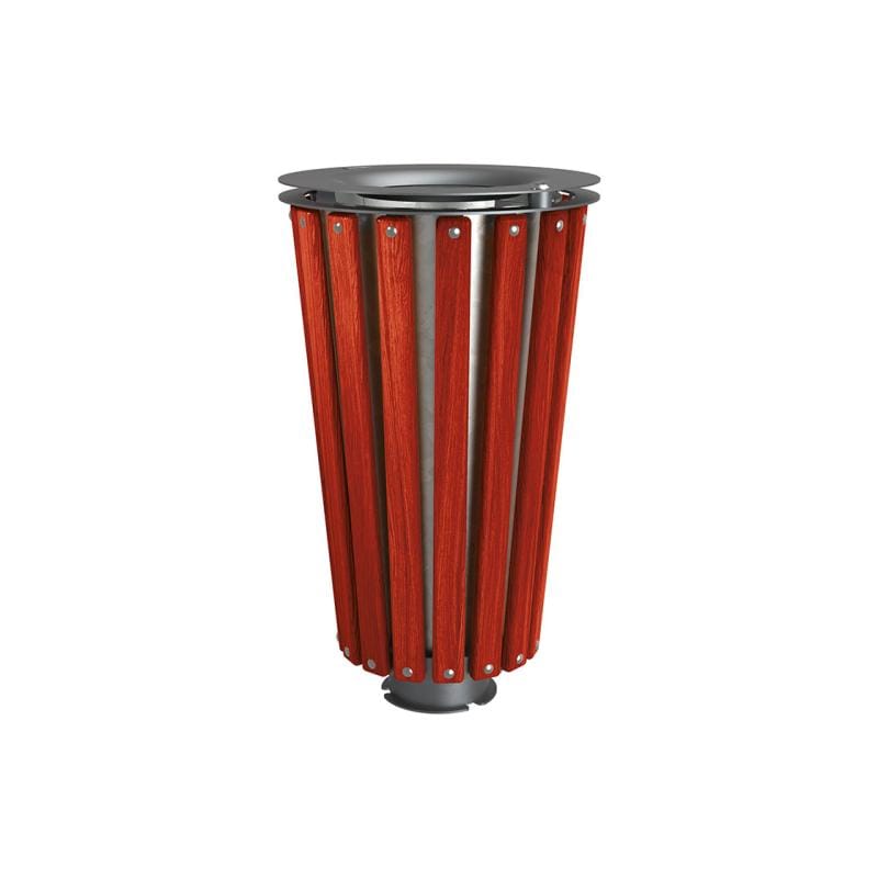 Cityscape Direct Lofoten Litter Bin (Wood) Mahogany / Procity Grey / Galvanised Bucket (Unpainted)