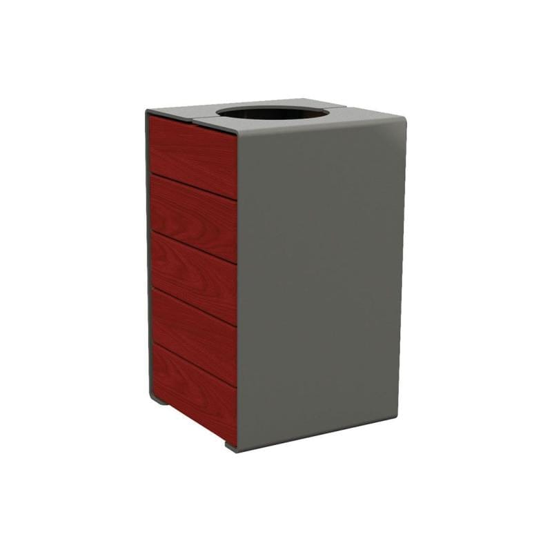 Cityscape Direct Kube Litter Bin (Wood and Steel) Mahogany / Procity Grey / No Lid
