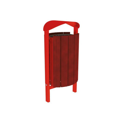 Cityscape Direct Silaos Litter Bin (Wood and Steel) Mahogany / Red (RAL 3020) / Concreted