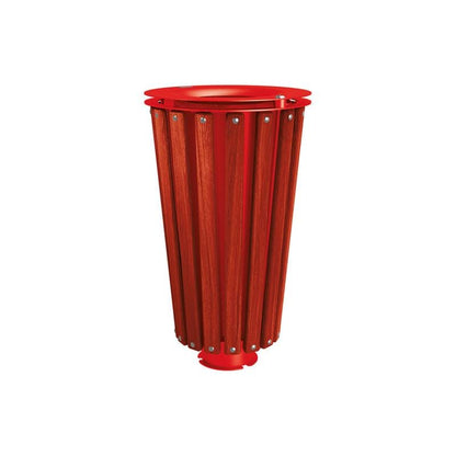 Cityscape Direct Lofoten Litter Bin (Wood) Mahogany / Red (RAL 3020) / Galvanised and Painted Bucket (Contact sales with colour requirement)