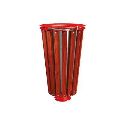 Cityscape Direct Lofoten Litter Bin (Wood) Mahogany / Red (RAL 3020) / Galvanised Bucket (Unpainted)
