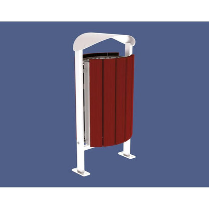 Cityscape Direct Silaos Litter Bin (Wood and Steel) Mahogany / White (RAL 9010) / Base Plates