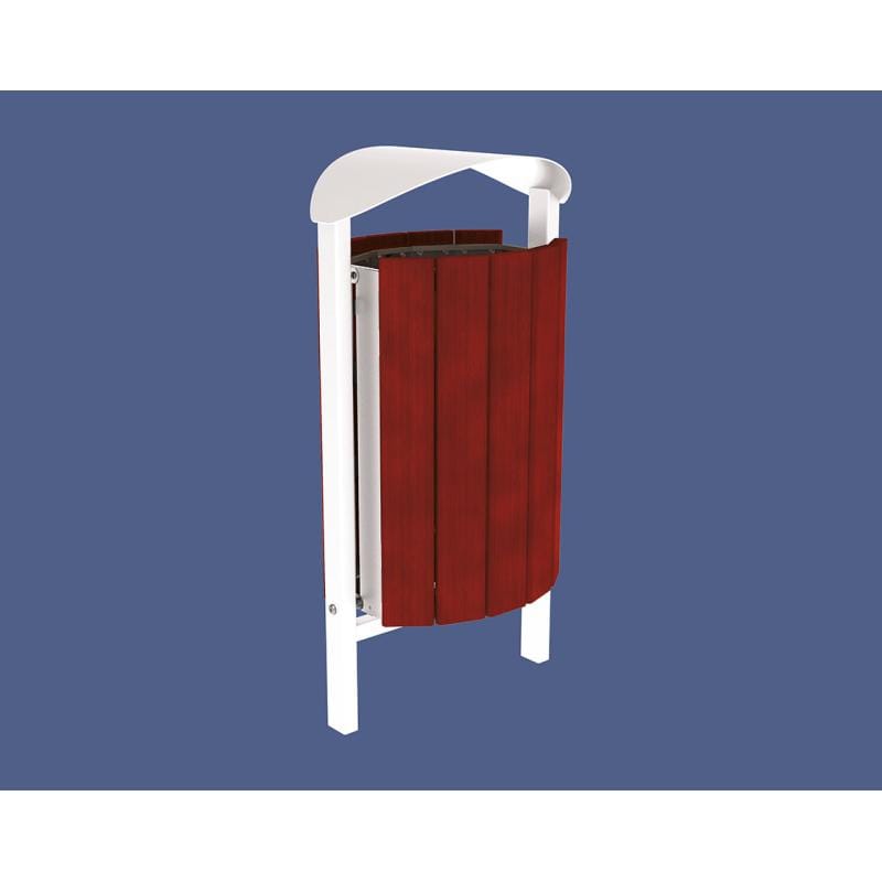 Cityscape Direct Silaos Litter Bin (Wood and Steel) Mahogany / White (RAL 9010) / Concreted