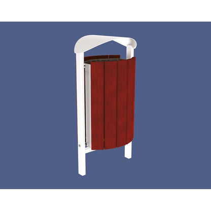 Cityscape Direct Silaos Litter Bin (Wood and Steel) Mahogany / White (RAL 9010) / Concreted