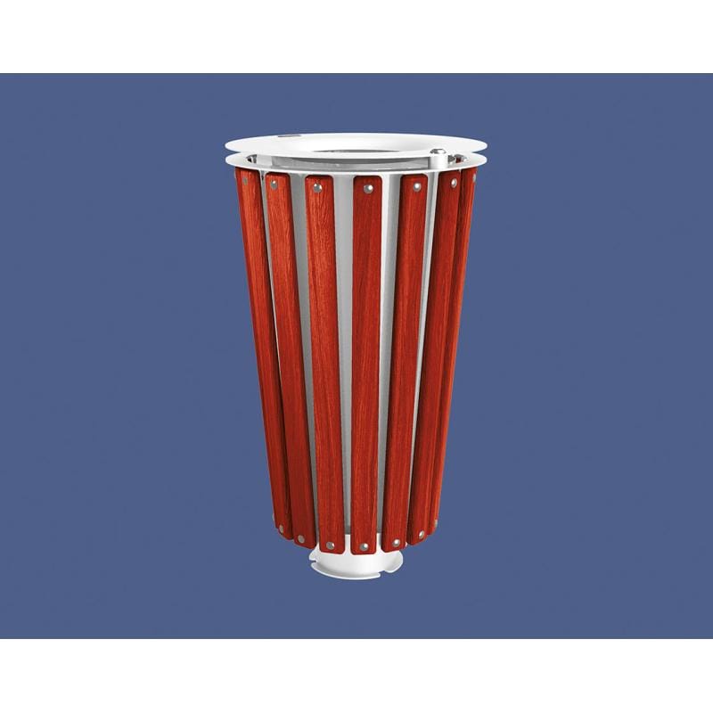 Cityscape Direct Lofoten Litter Bin (Wood) Mahogany / White (RAL 9010) / Galvanised and Painted Bucket (Contact sales with colour requirement)
