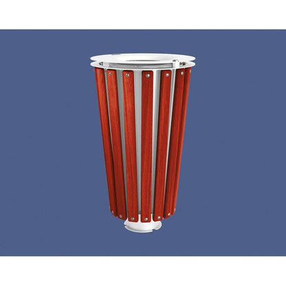 Cityscape Direct Lofoten Litter Bin (Wood) Mahogany / White (RAL 9010) / Galvanised and Painted Bucket (Contact sales with colour requirement)