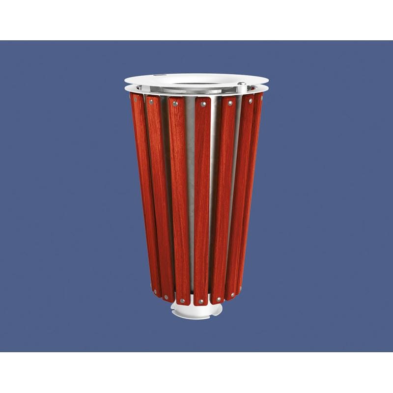 Cityscape Direct Lofoten Litter Bin (Wood) Mahogany / White (RAL 9010) / Galvanised Bucket (Unpainted)