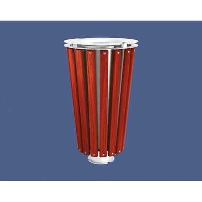 Cityscape Direct Lofoten Litter Bin (Wood) Mahogany / White (RAL 9010) / Galvanised Bucket (Unpainted)