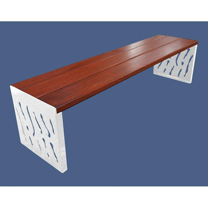 Cityscape Direct Venice Bench (Steel and Wood) Mahogany / White (RAL 9010)
