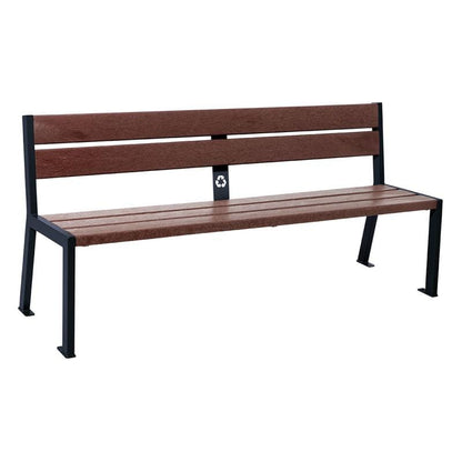 Cityscape Direct Silaos Seat (Steel and Recycled Plastic) - 1800mm wide No Armrests / 5 Slats / Black RAL 9005)