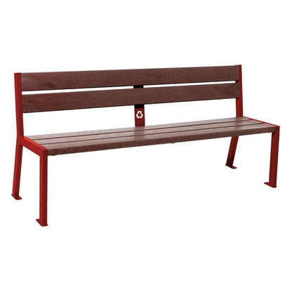 Cityscape Direct Silaos Seat (Steel and Recycled Plastic) - 1800mm wide No Armrests / 5 Slats / Burgundy (RAL 3004)