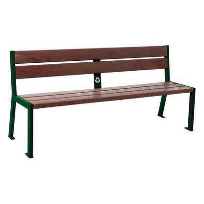 Cityscape Direct Silaos Seat (Steel and Recycled Plastic) - 1800mm wide No Armrests / 5 Slats / Green (RAL 6005)