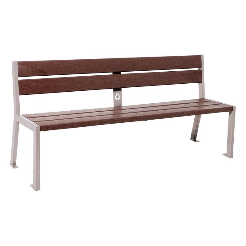 Cityscape Direct Silaos Seat (Steel and Recycled Plastic) - 1800mm wide No Armrests / 5 Slats / Light Grey (RAL 7044)