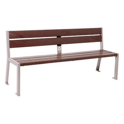 Cityscape Direct Silaos Seat (Steel and Recycled Plastic) - 1800mm wide No Armrests / 5 Slats / Light Grey (RAL 7044)