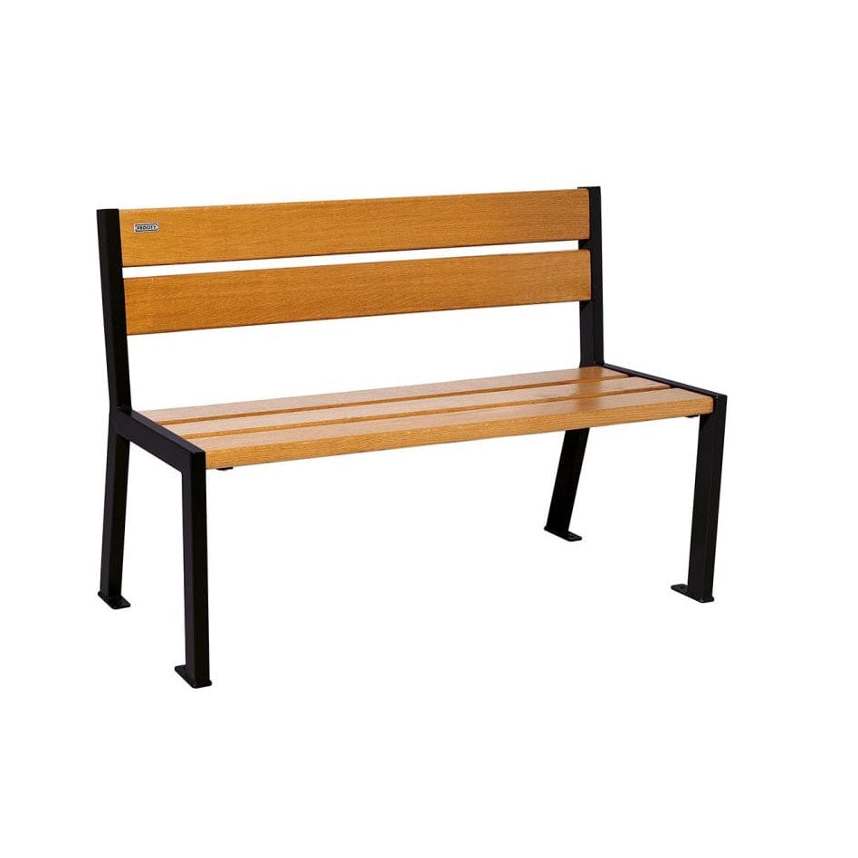 Cityscape Direct Silaos Seat (Steel and Wood) - 1200mm wide No Armrests / 5 Slats (Light Oak) / Black RAL 9005)