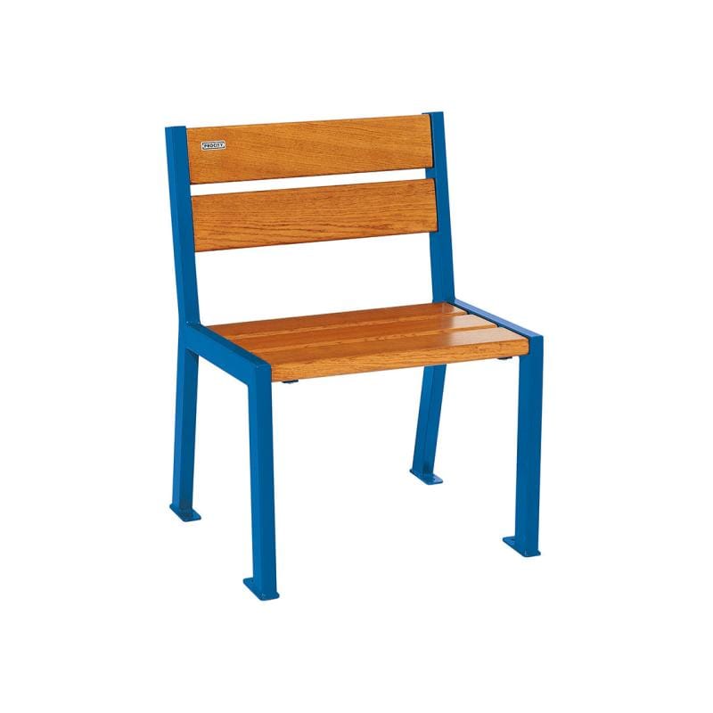 Cityscape Direct Silaos Chair (Steel and Wood) - 600mm wide No Armrests / 5 Slats (Light Oak) / Blue (RAL 5010)