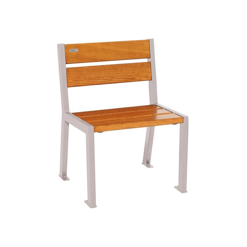 Cityscape Direct Silaos Chair (Steel and Wood) - 600mm wide No Armrests / 5 Slats (Light Oak) / Light Grey (RAL 7044)