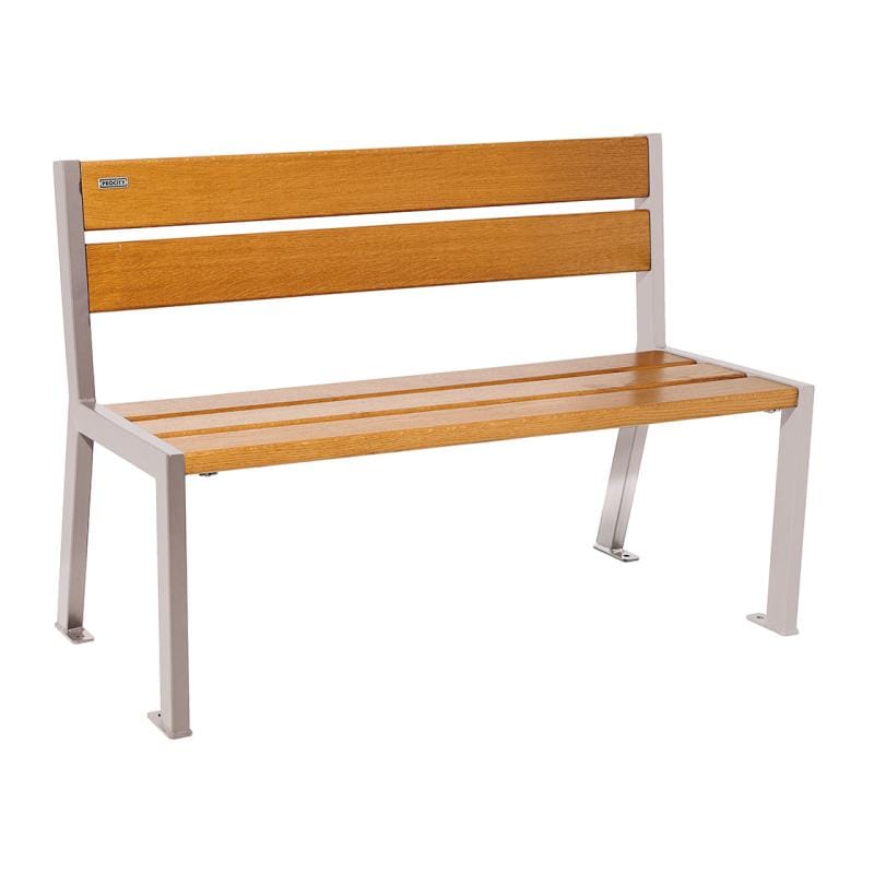 Cityscape Direct Silaos Seat (Steel and Wood) - 1200mm wide No Armrests / 5 Slats (Light Oak) / Light Grey (RAL 7044)