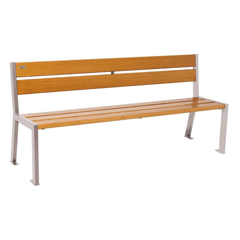 Cityscape Direct Silaos Seat (Steel and Wood) - 1800mm wide No Armrests / 5 Slats (Light Oak) / Light Grey (RAL 7044)