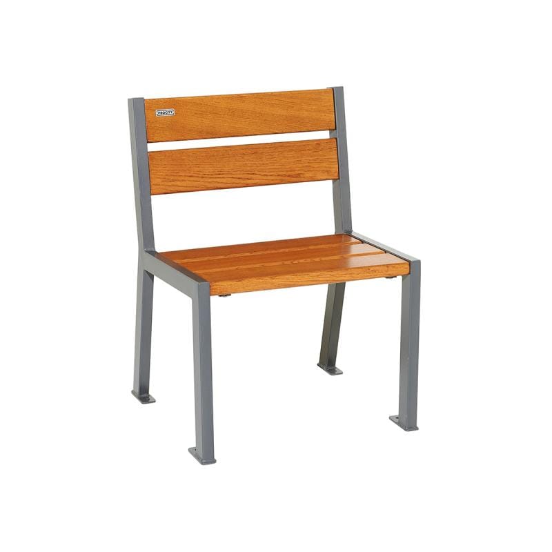 Cityscape Direct Silaos Chair (Steel and Wood) - 600mm wide No Armrests / 5 Slats (Light Oak) / Procity Grey