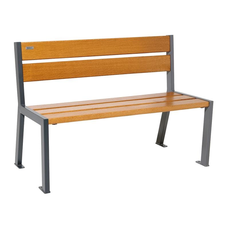 Cityscape Direct Silaos Seat (Steel and Wood) - 1200mm wide No Armrests / 5 Slats (Light Oak) / Procity Grey
