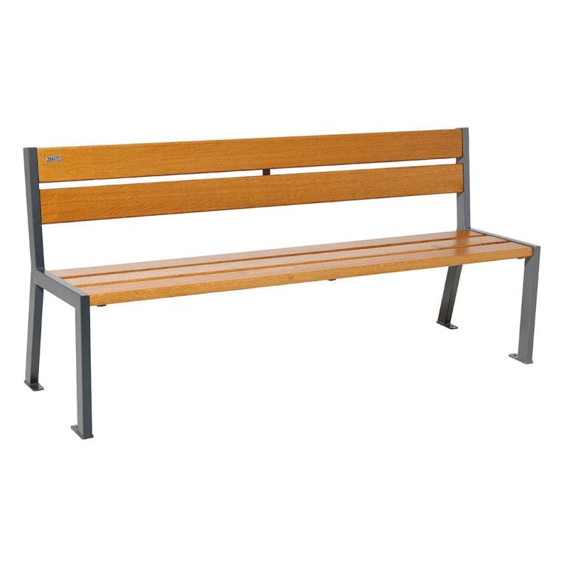 Cityscape Direct Silaos Seat (Steel and Wood) - 1800mm wide No Armrests / 5 Slats (Light Oak) / Procity Grey