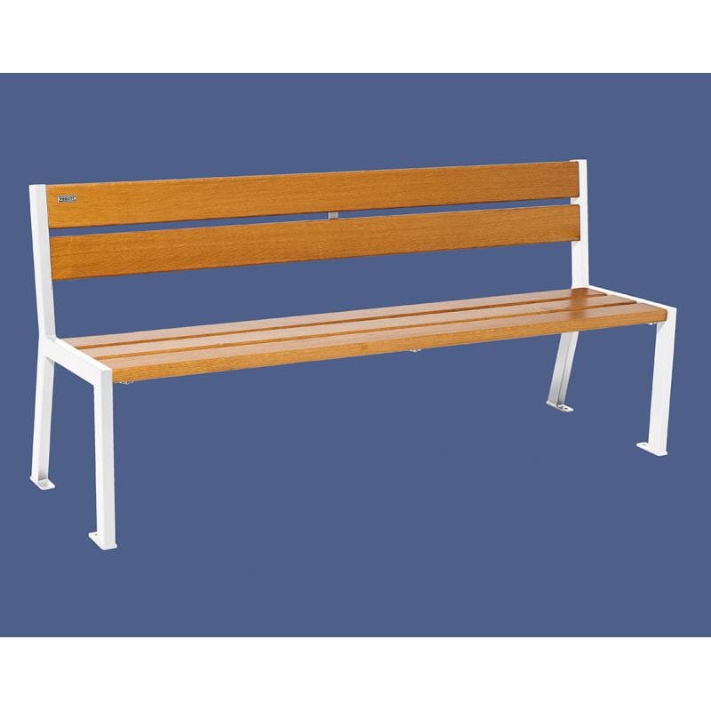 Cityscape Direct Silaos Seat (Steel and Wood) - 1800mm wide No Armrests / 5 Slats (Light Oak) / White (RAL 9010)