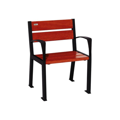 Cityscape Direct Silaos Chair (Steel and Wood) - 600mm wide No Armrests / 5 Slats (Mahogany) / Black RAL 9005)