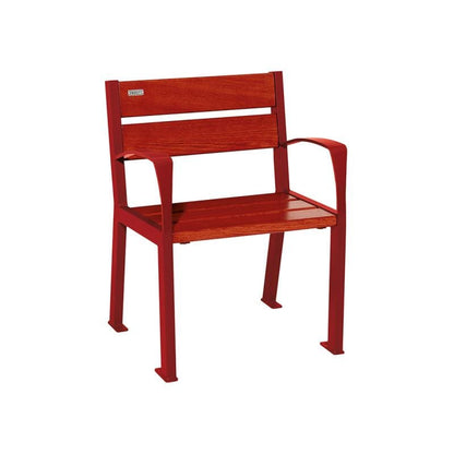 Cityscape Direct Silaos Chair (Steel and Wood) - 600mm wide No Armrests / 5 Slats (Mahogany) / Burgundy (RAL 3004)