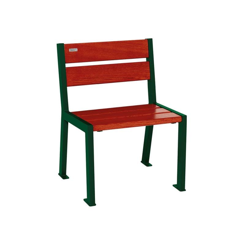 Cityscape Direct Silaos Chair (Steel and Wood) - 600mm wide No Armrests / 5 Slats (Mahogany) / Green (RAL 6005)