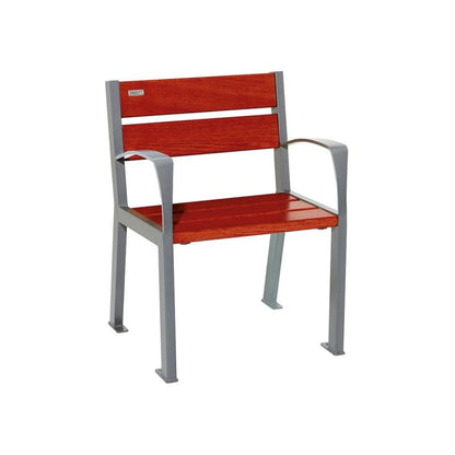 Cityscape Direct Silaos Chair (Steel and Wood) - 600mm wide No Armrests / 5 Slats (Mahogany) / Procity Grey