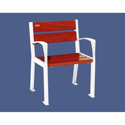 Cityscape Direct Silaos Chair (Steel and Wood) - 600mm wide No Armrests / 5 Slats (Mahogany) / White (RAL 9010)