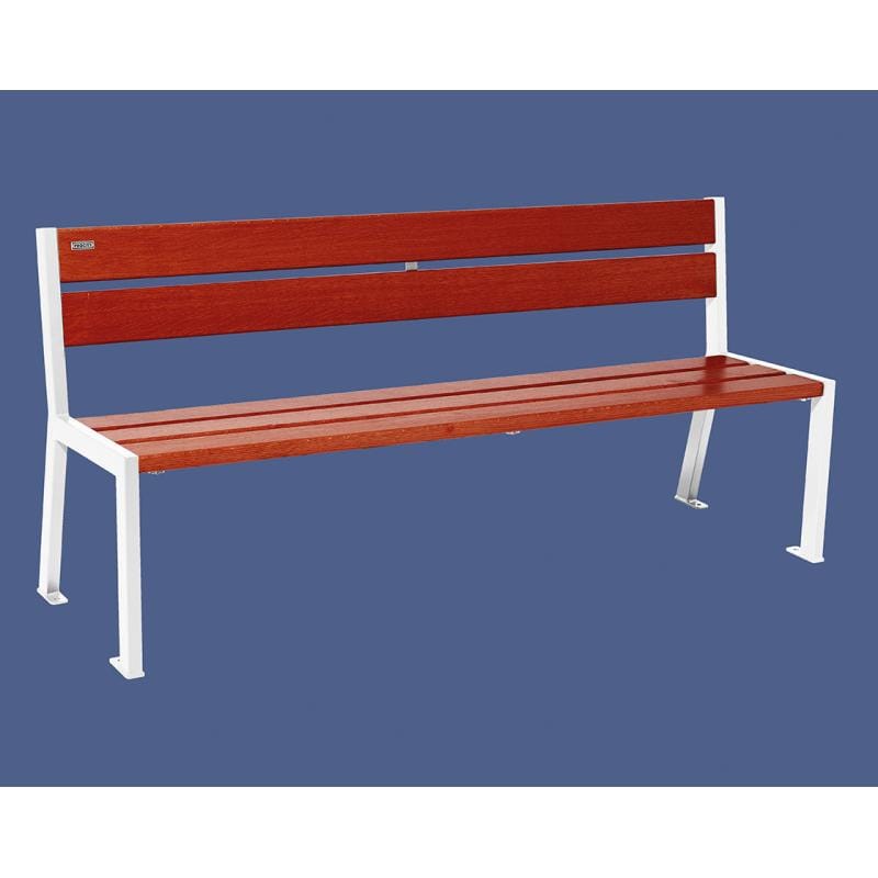 Cityscape Direct Silaos Seat (Steel and Wood) - 1800mm wide No Armrests / 5 Slats (Mahogany) / White (RAL 9010)