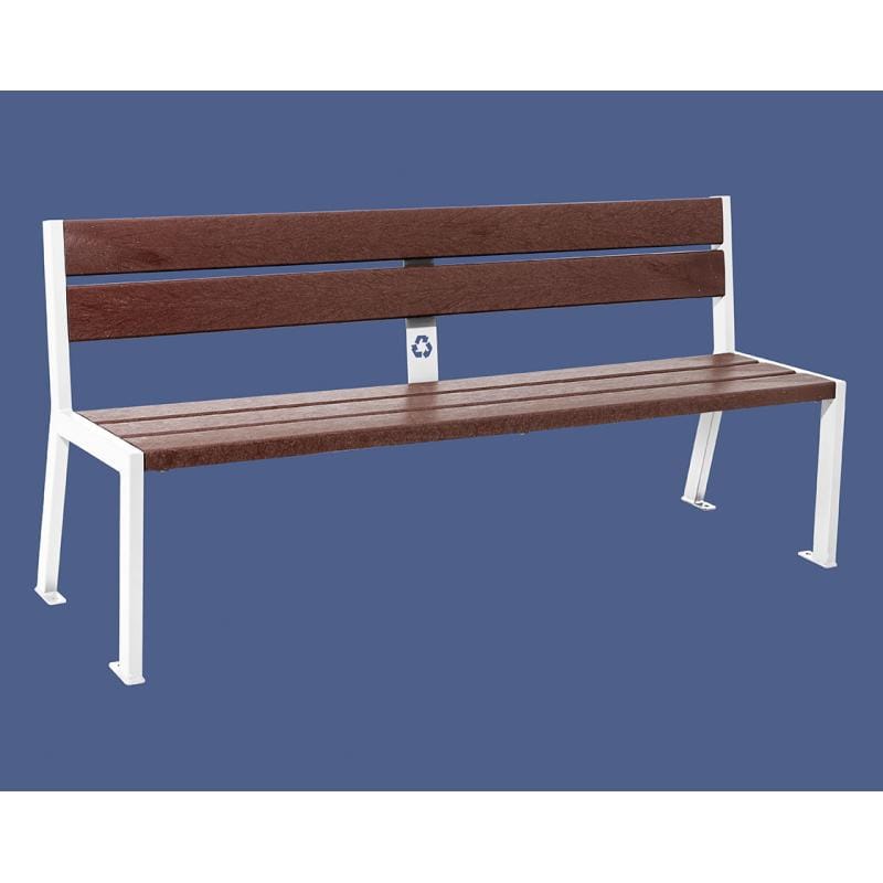 Cityscape Direct Silaos Seat (Steel and Recycled Plastic) - 1800mm wide No Armrests / 5 Slats / White (RAL 9010)