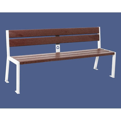 Cityscape Direct Silaos Seat (Steel and Recycled Plastic) - 1800mm wide No Armrests / 5 Slats / White (RAL 9010)