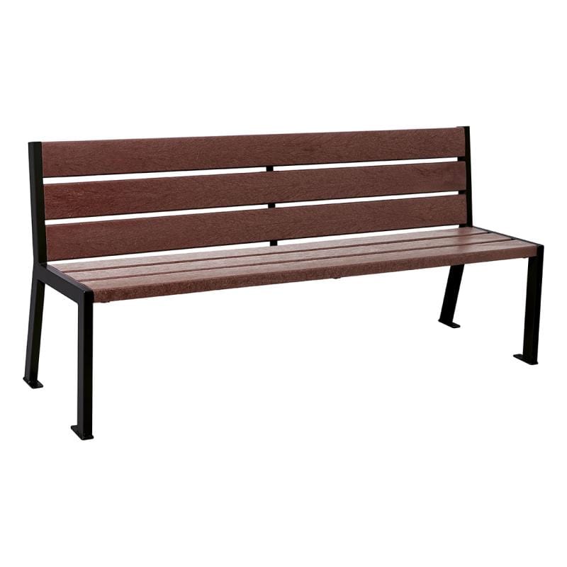 Cityscape Direct Silaos Seat (Steel and Recycled Plastic) - 1800mm wide No Armrests / 6 Slats / Black RAL 9005)