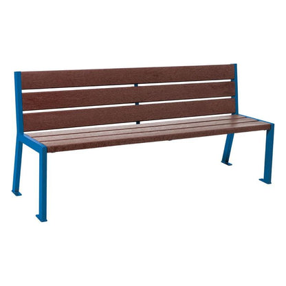 Cityscape Direct Silaos Seat (Steel and Recycled Plastic) - 1800mm wide No Armrests / 6 Slats / Blue (RAL 5010)