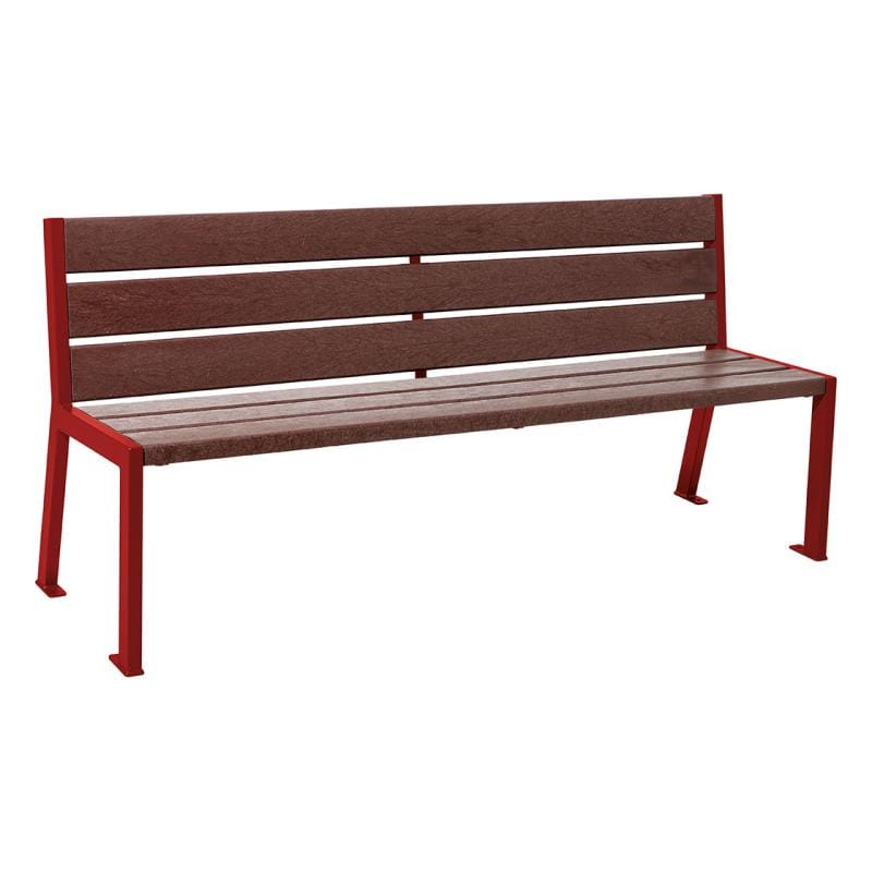 Cityscape Direct Silaos Seat (Steel and Recycled Plastic) - 1800mm wide No Armrests / 6 Slats / Burgundy (RAL 3004)