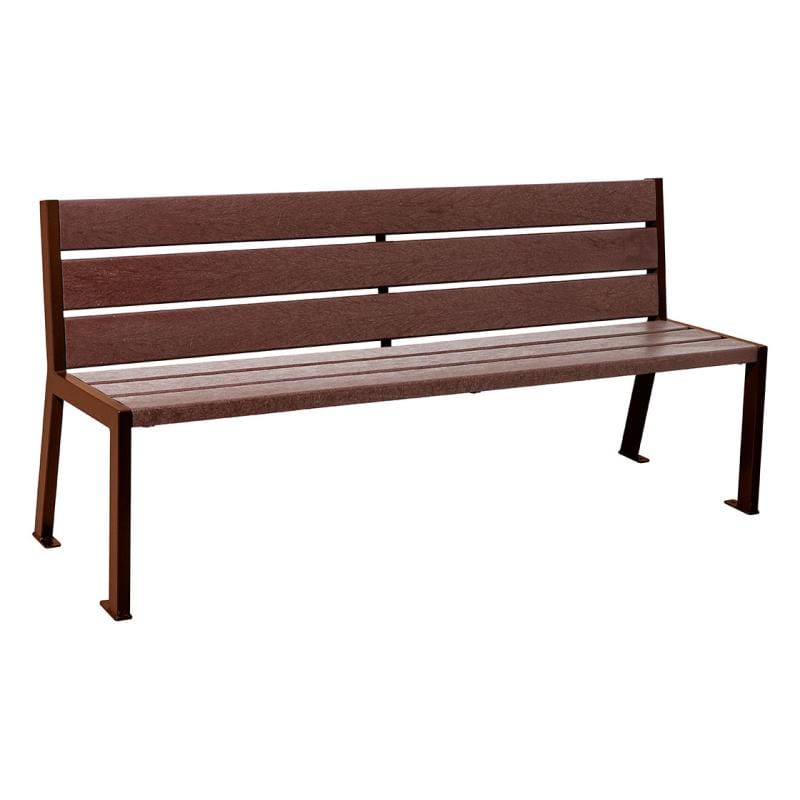 Cityscape Direct Silaos Seat (Steel and Recycled Plastic) - 1800mm wide No Armrests / 6 Slats / Corten Effect