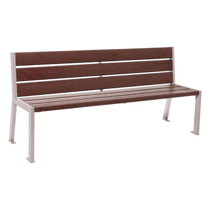 Cityscape Direct Silaos Seat (Steel and Recycled Plastic) - 1800mm wide No Armrests / 6 Slats / Light Grey (RAL 7044)