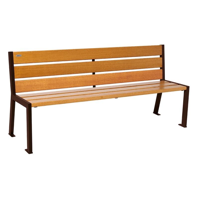 Cityscape Direct Silaos Seat (Steel and Wood) - 1800mm wide No Armrests / 6 Slats (Light Oak) / Brown (RAL 8017)
