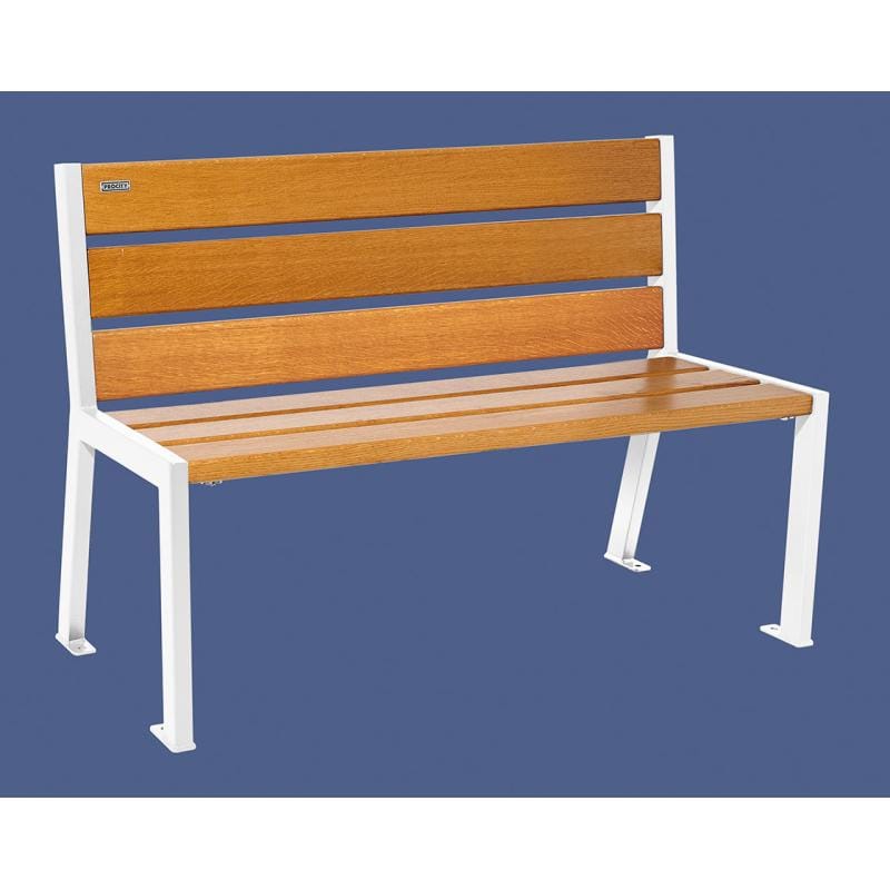 Cityscape Direct Silaos Seat (Steel and Wood) - 1200mm wide No Armrests / 6 Slats (Light Oak) / White (RAL 9010)