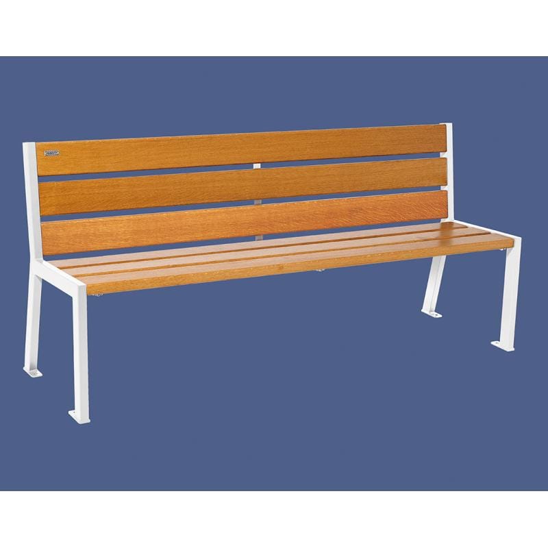 Cityscape Direct Silaos Seat (Steel and Wood) - 1800mm wide No Armrests / 6 Slats (Light Oak) / White (RAL 9010)