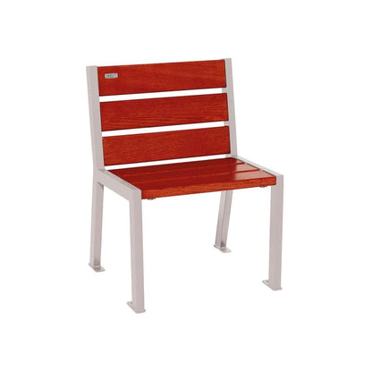 Cityscape Direct Silaos Chair (Steel and Wood) - 600mm wide No Armrests / 6 Slats (Mahogany) / Light Grey (RAL 7044)