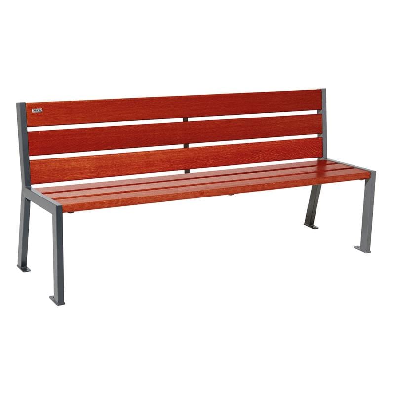 Cityscape Direct Silaos Seat (Steel and Wood) - 1800mm wide No Armrests / 6 Slats (Mahogany) / Procity Grey
